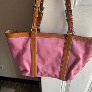 Coach Pink and Tan Tote Bag